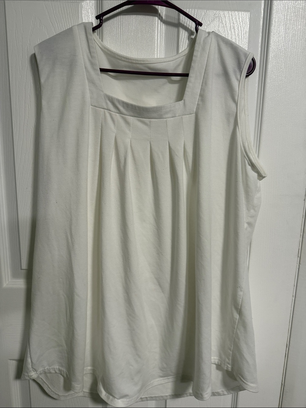 Sleeveless White Pleated Women’s Tank Top